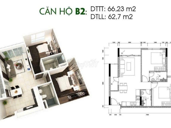 Căn hộ 63m2 (Sài Gòn KyView), 2PN, đối diện Bến xe Quận 8, P.6