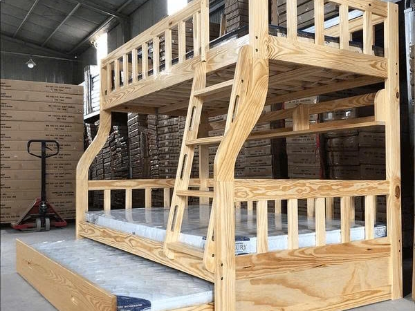 Giường 3 Tầng Gỗ Tự Nhiên ANGEL - (1m/1m2 - 1m2/1m4)