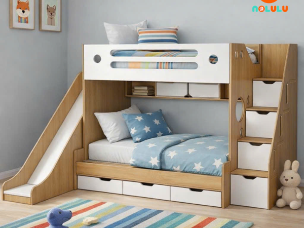 Giường tầng kết hợp cầu trượt vui chơi cho bé Nolulu - GT385